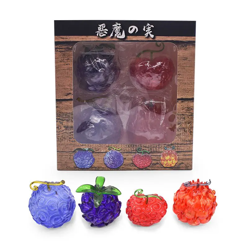 4pcs/set One Piece Devil Fruit Mera Mera no Mi Gum-Gum Fruit Figure Model  New