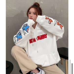 tom and jerry hoodie white